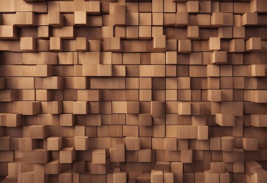 Timber Wood Wall background with tiles 3D tile Wallpaper with Soft sheen Square blocks like Lego