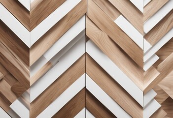 Brown and White Wooden Boards arranged in a Chevron Parquet Pattern