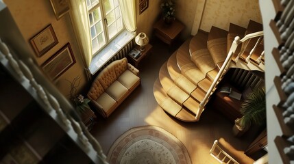 Obraz na płótnie Canvas Stairs zoom in the house 3D art, amazing look