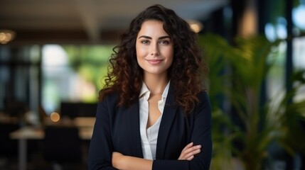 Confident Professional Woman in Office Generative AI Generative AI