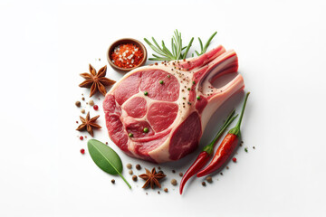 Lamb meat isolated on solid white background. ai generative
