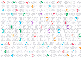 digital numbers group. collection of numbers on white background. digital numbers background for technology and business