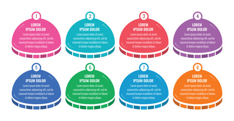 domed infographic template. eight options informational template. dome business infographic