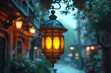 a lantern at night