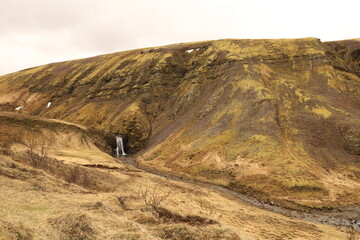 Helgufoss is a waterfall near the capital of Iceland, located in Mosfellsdalur valley