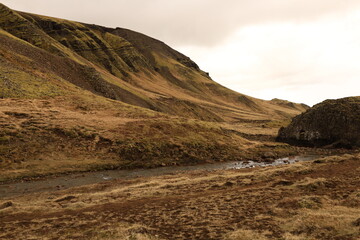 View on a mountain in the Golden Circle which is a tourist area in southern Iceland