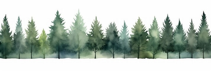Watercolor Neem Tree Line on White Background Generative AI
