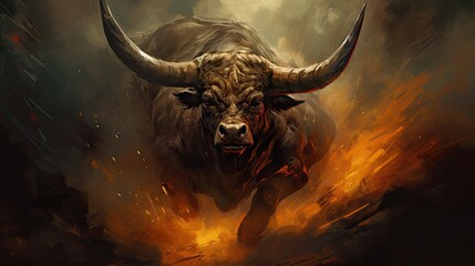 Toro Toro concept, raging bull - obrazy, fototapety, plakaty