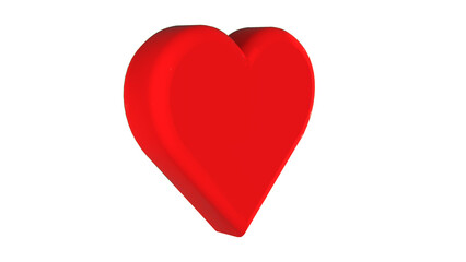 3D render red heart isolated on transparent background.