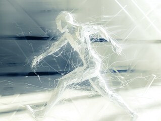 human runner in the style of multifaceted geometry Generative AI