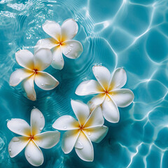 Fototapeta premium plumeria flowers on water