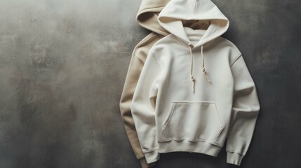 Unisex Sweater and Hoodie Mock-up: Fashionable Blank Clothing, Top View, Ai generated