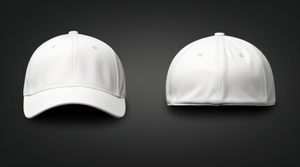  a white baseball cap with a curved peak and a curved brimmed peak on the front and a curved brimmed peak on the back of the cap.