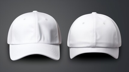  a white baseball cap with a curved peak and a curved brimmed peak on the front and back of the cap.