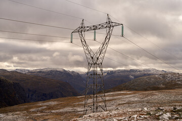 Pylons in Aurland Highland: Stark Beauty in Late Autumn
