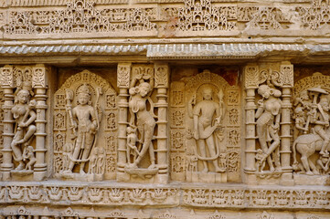 Statues at Rani ki Vav (Stepwell) at Patan, Gujarat, India