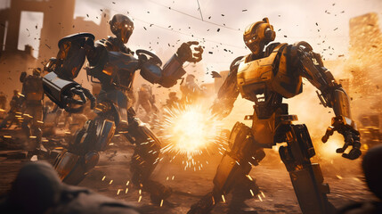 The war between robots and cyborgs,  two of the main characters in the focus of the conflict