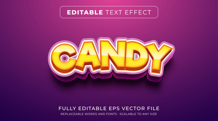 Editable text effect in cartoon candy style