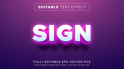 Editable text effect in glowing bold neon style