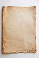 blank vintage glassine page on white background with full depth of field and deep focus fusion
