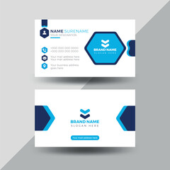 Professional Company double-sided creative modern Blue and Navy blue clean minimalist business card template.