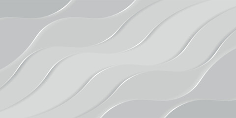 3D white geometric abstract background overlapping layers on bright space with wave decoration. Element cut style concept