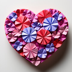 puzzle with interlocking heart pieces. isolate on white. origami style. Valentine's day