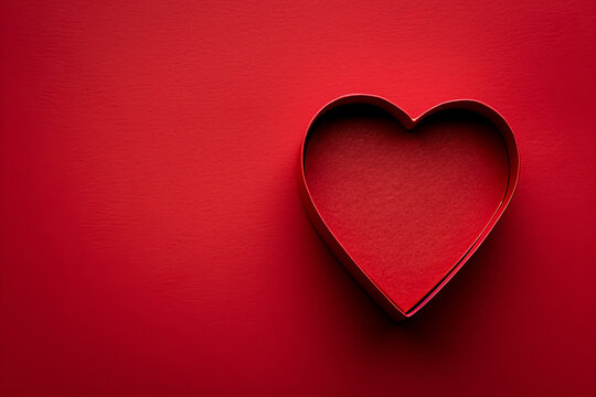 overhead view of an empty heart shaped box. Valentine's day gift box
