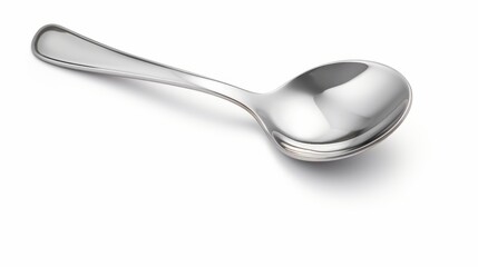 Shiny Silver Spoon with Oil Drop on White Background Generative AI