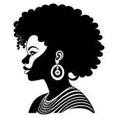 African Black Woman Hairstyle Vector Illustration Silhouette