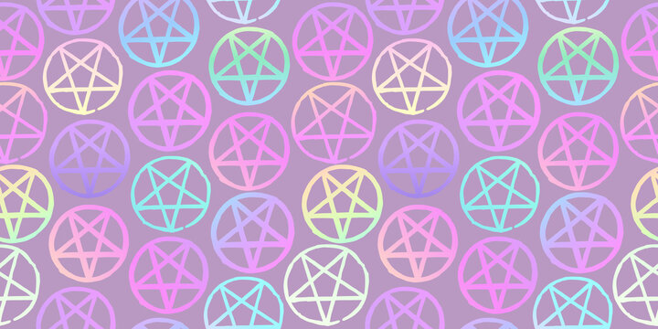 Seamless pattern of holographic pentagrams