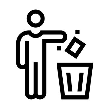 Icono de tirar la basura. Cuidado del medio ambiente, responsabilidad, depositar residuos. Ilustración vectorial