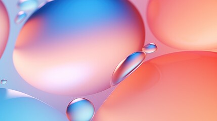  a close up of a bunch of bubbles on a blue and pink background with a drop of water on the bottom of the bubbles.
