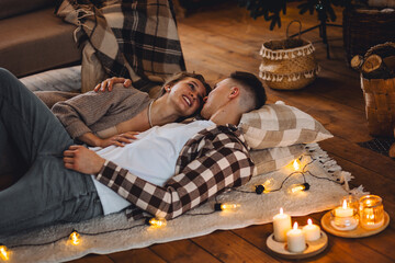 Romantic surprise for Saint Valentine's Day, christmas, new year. Weekend in the mountains in a...