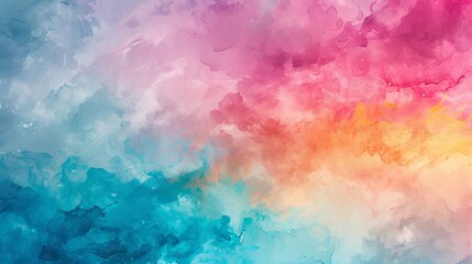 Watercolor Background in Blue, Pink, and Green Colors

