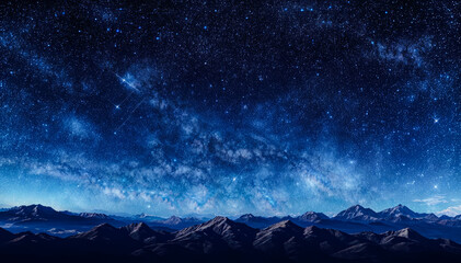 A starry night sky above a range of mountains