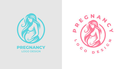 Pregnant woman logo desgn vector, Pregnancy logo Design Vector, woman pregnant Idea logo design inspiration Pregnancy healthcare minimal logo design template, maternity logo. - obrazy, fototapety, plakaty
