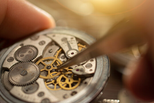 Mechanical watch adjustment, watchmaker workshop