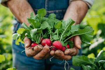 Person Holding Bunch of Radishes in Hands