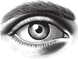 Vintage Vector Eye Illustration - Engraved Style