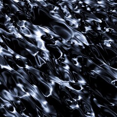 Abstract, fluid and dark 3D background texture. Modern and contemporary feel. Metallic, iridescent and reflective with shades of black