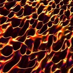 Abstract, fluid and colorful 3D background texture. Modern and contemporary feel. Metallic, iridescent and reflective with shades of orange, yellow, black, red, magenta