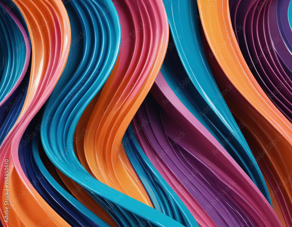 Poster colorful wave patterns, 3d rendering