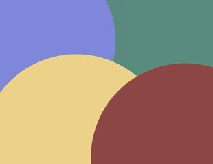 Simple Overlapping of Opaque Purple, Green, Yellow and Brown Circles Background