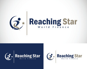 reaching star logo creative world financial design concept athletic sport yoga