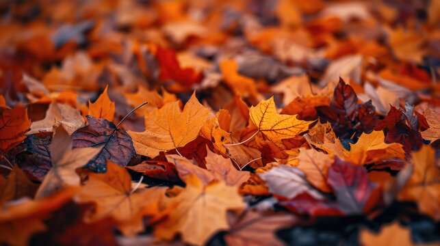 Close-up of autumn leafs in garden 