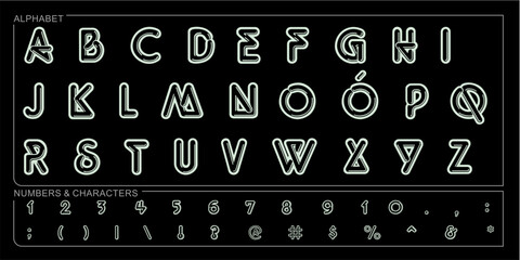 Alphabet Split Monogram, Split Letter Monogram, Alphabet Frame Font. Laser cut template. Initial monogram letters.
