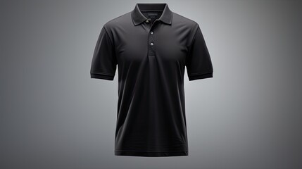 Black shirt or T-shirt. Uniform lighting was applied to accurately capture the color and texture of the black polo shirt.