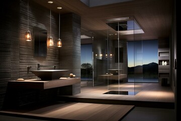 Contemporary bathroom design. Generative AI