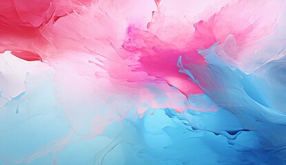 Abstract painting with pink, blue, and red colors